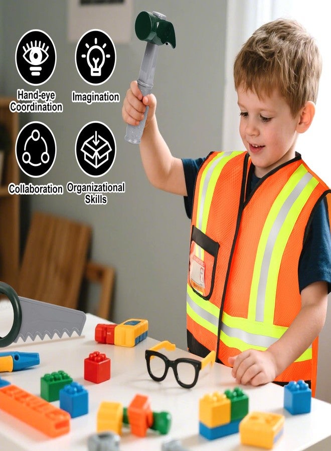 Liberry Kids Tool Set for Boys Girls 3-5 Years, Construction Worker Costume with Hat, Toddler Dress Up Toys for Birthday Gift - Image 4